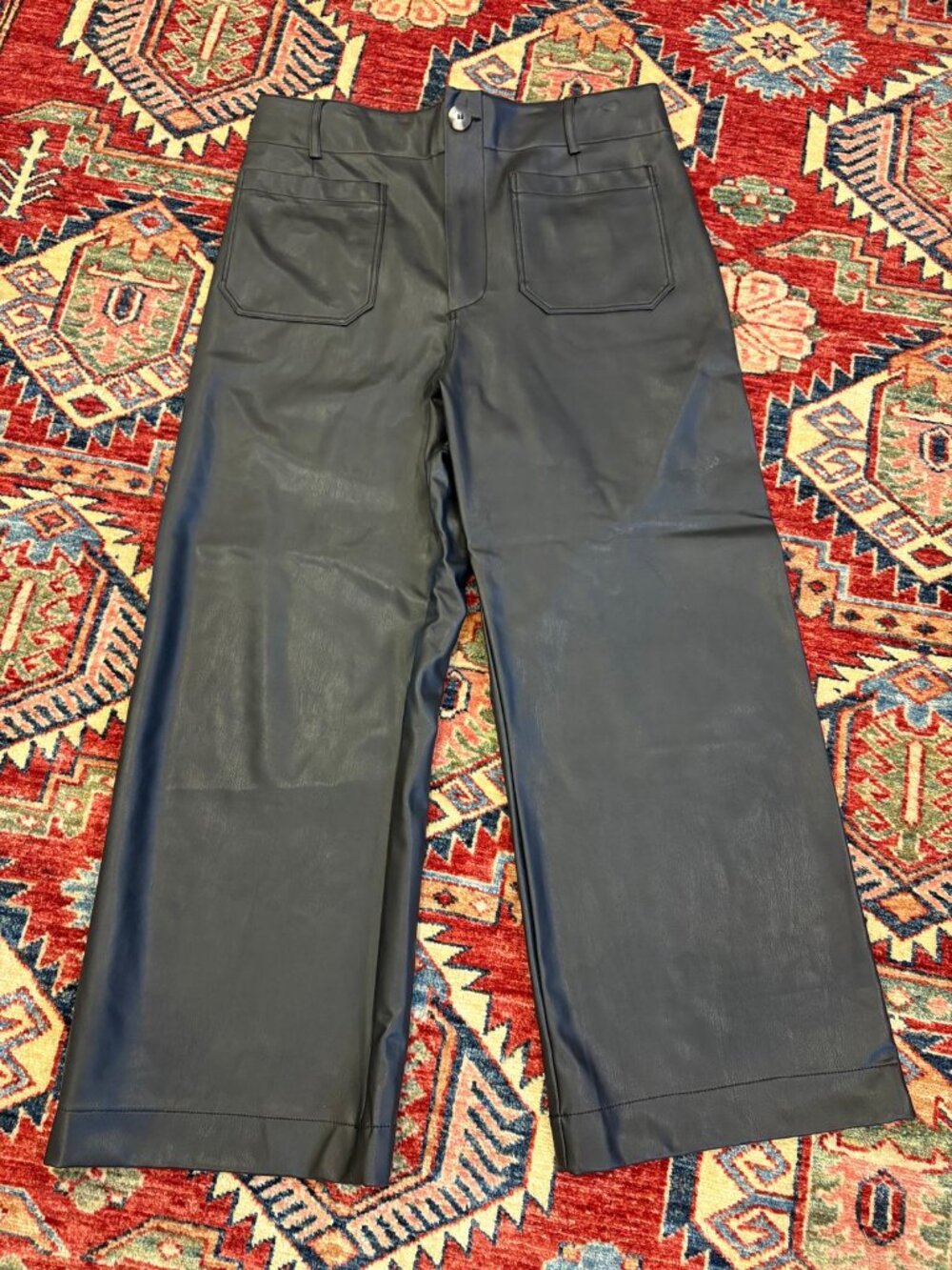 Anthropologie Colette Faux Leather Cropped Wide-Leg Pants